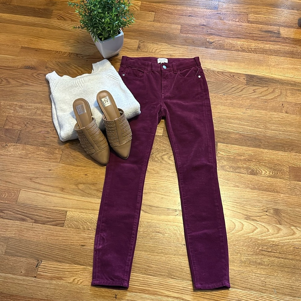 Pilcro Anthropologie Women 25 New Skinny Maroon Purple High-rise Cords Pants